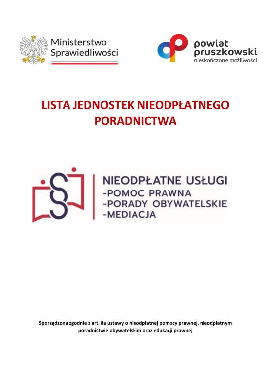 Nieodpłatna pomoc prawna oraz nieodpłatne poradnictwo obywatelskie w Powiecie Pruszkowskim